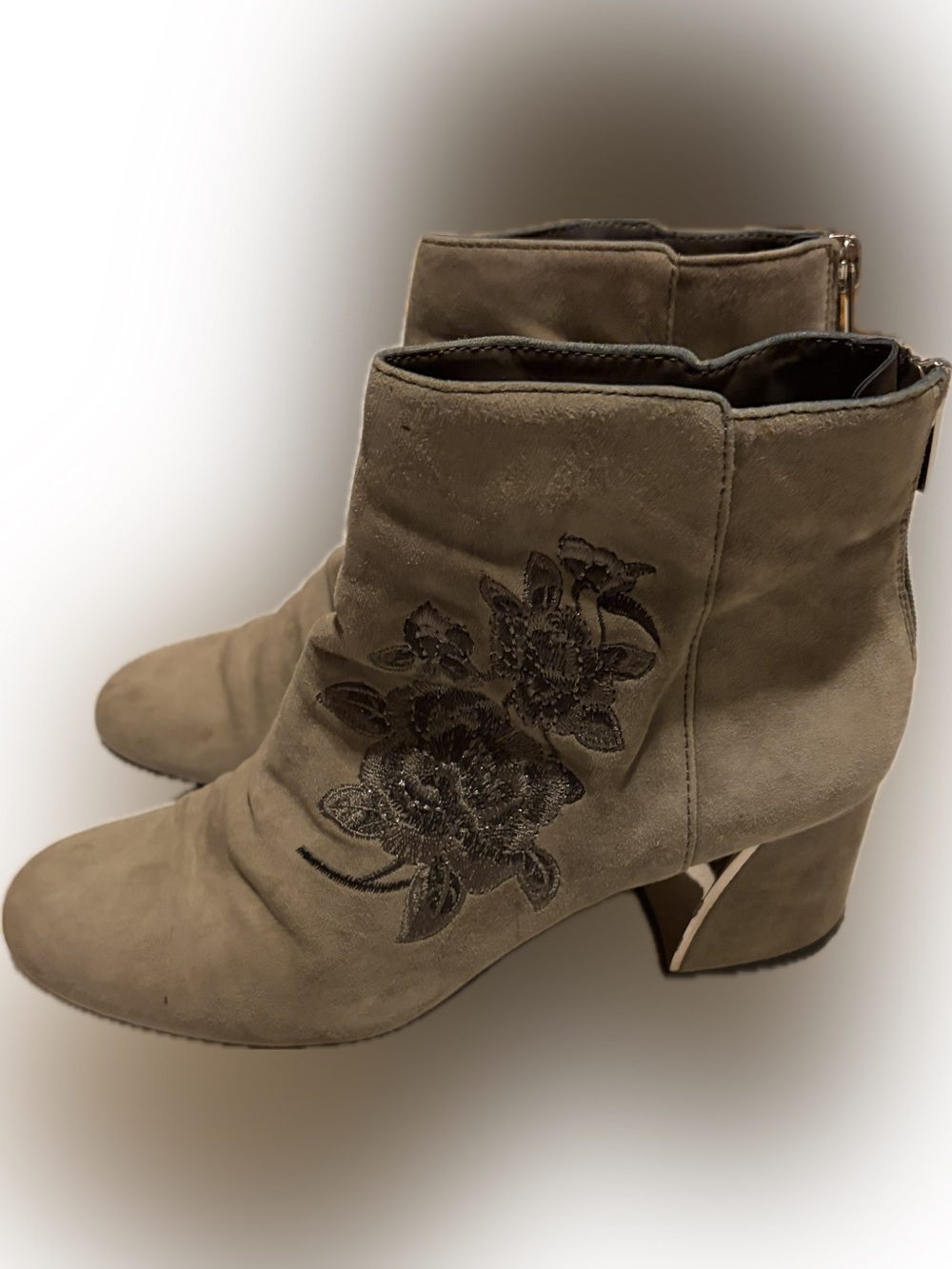 Lord & Taylor 4 2 4 Suede Embroidered Floral Ankle Boots